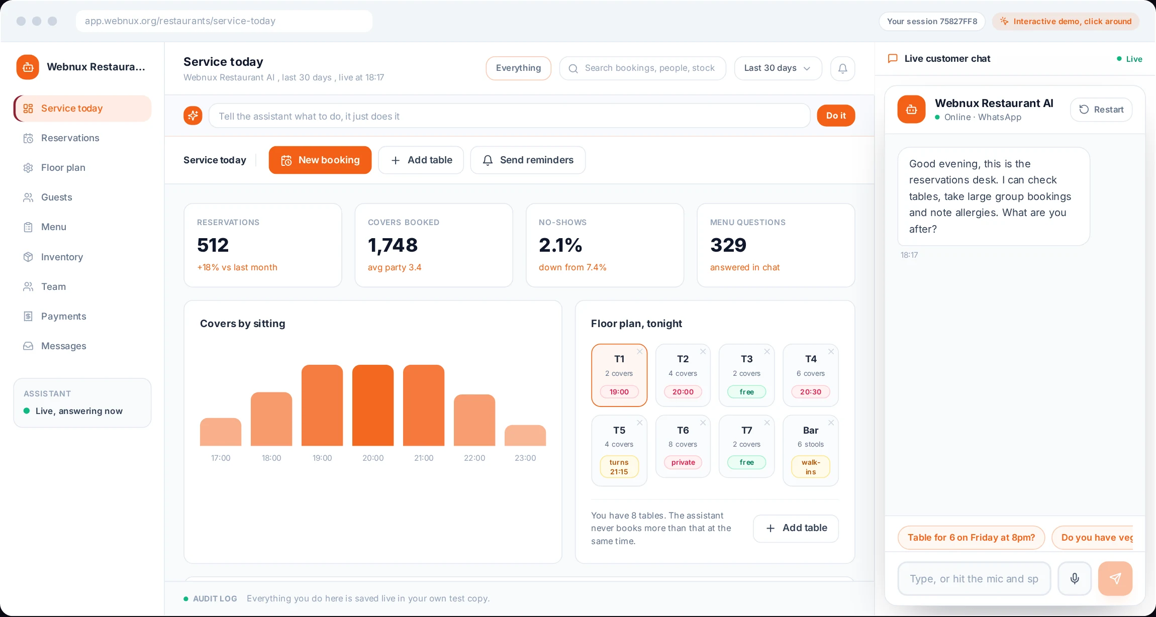 What a stable system looks like — reservations, tables and customers in one place